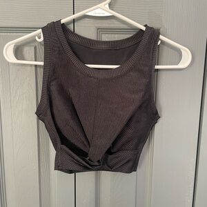 Black Ribbed Workout Top